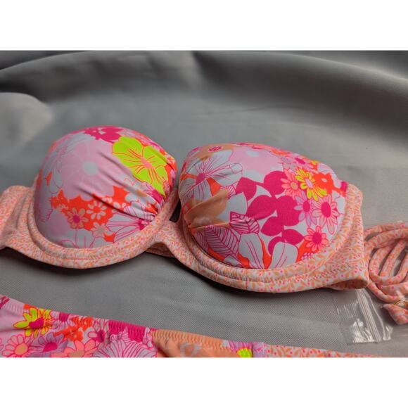 NWT Victoria’s Secret Bikini Set 34A/S Gorgeous Line Bright Floral Y2K - Picture 2 of 8